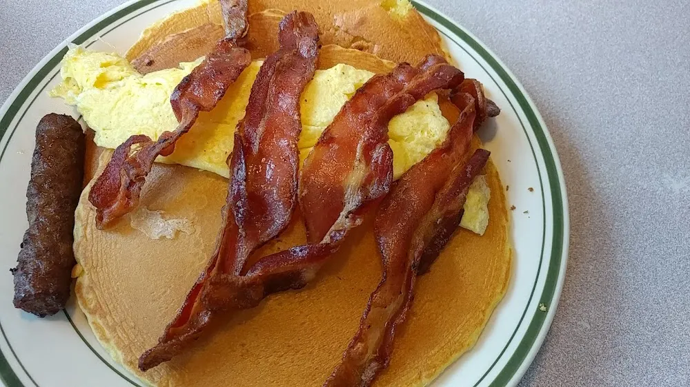 Bacon Egg and Sausage Pancakes
